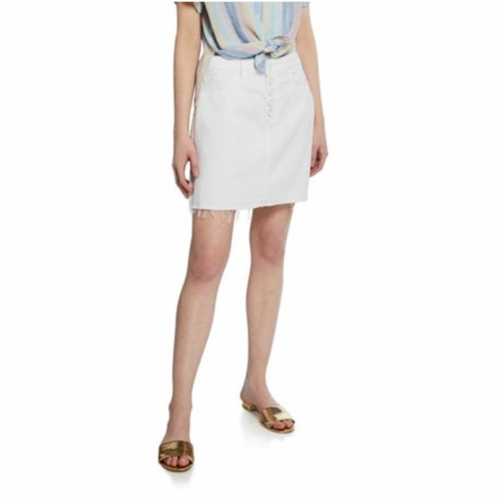 Paige Aideen High Rise Denim Button Mini Skirt 25
